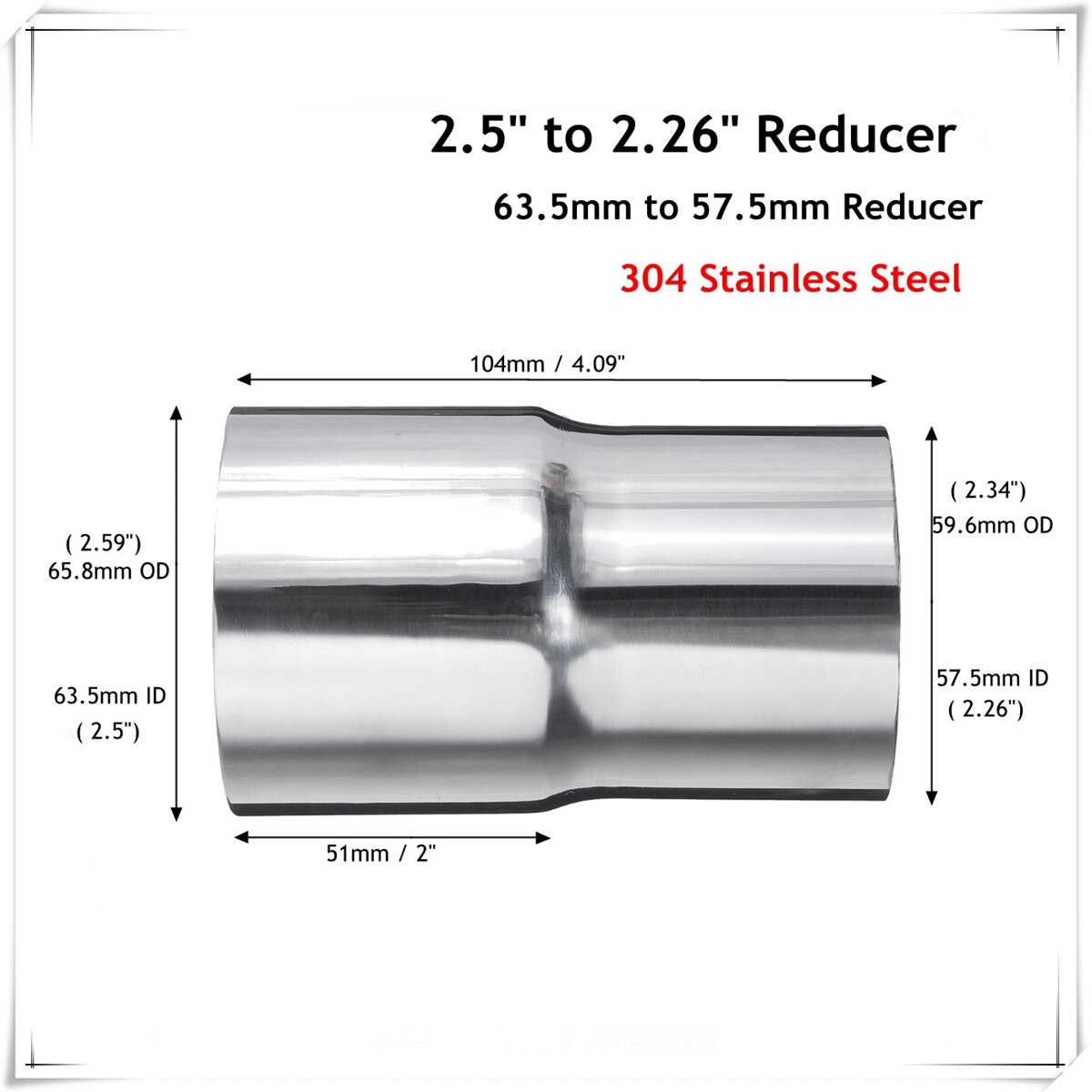 Universal bil rustfritt stål standard eksosreduksjonsadapter kontakt rørrør 76mm 63mm 60mm to 63mm 57mm 52mm 50mm 6 størrelse: 63mm to 57mm