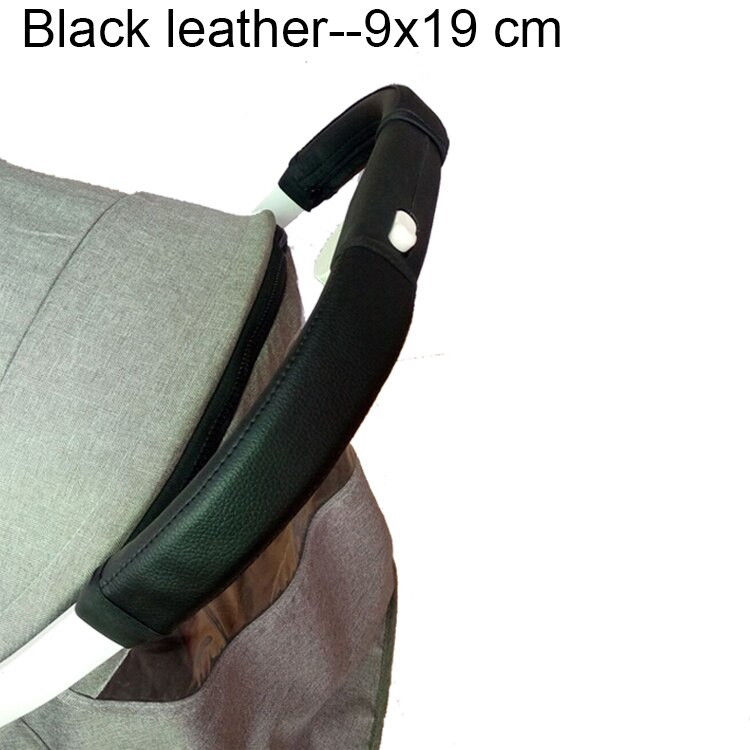 2 st / set barnvagn tillbehör läder skyddande fodral täcka armstöd och handtag för yoyaplus babyruler barnvagn: Svart 9 x 19 cm