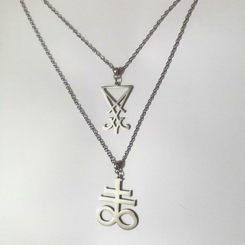 Double Lilith necklace/Witch jewelry/Gothic jewelry/Lilith mark/Lucifer/Leviathan mark: B / 16 inches