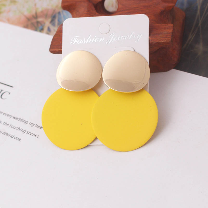 Korean Geometric Statement Hanging Earrings for Women Gold Round Circle Earring Punk Metal Earring Ear Jewelry: ES2215-12