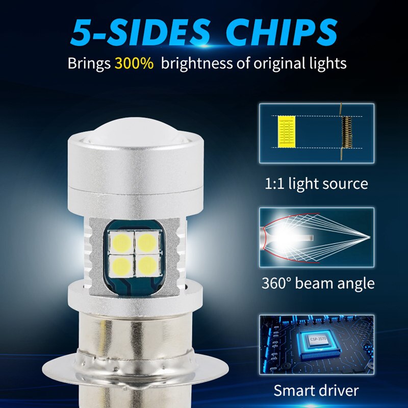 Bevinsee P26S ATV LED Scheinwerfer Lampen 6000K Weiß 6-24V P15D-25 22PCS 3030SMD Motorrad Led Lampe IP68 Wasserdichte Lampen