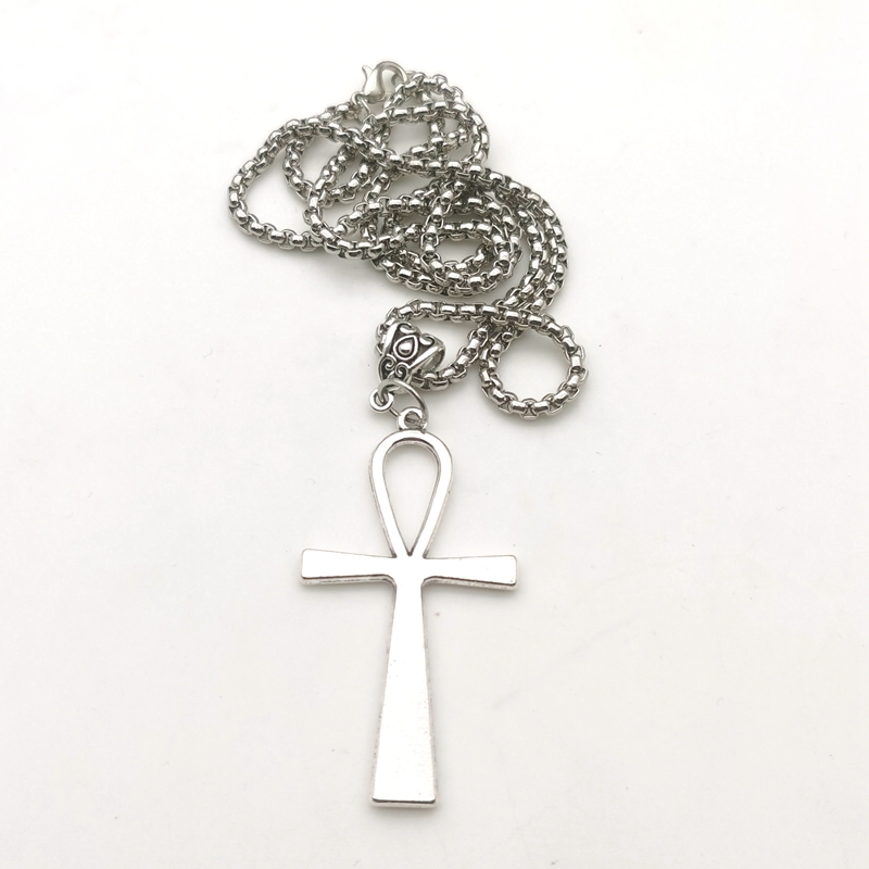 Nueva hecha a mano Cruz egipcia Ankh símbolo de la vida flor Cruz colgantes collar de Color plateado para estilo de mujer