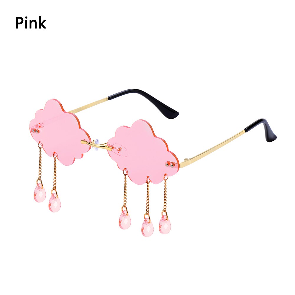 Randloze zonnebril voor dames, vintage wolken, kwastjes, steampunk zonnebril voor heren, frameloze punkbril,  uv400 oculos: Roze