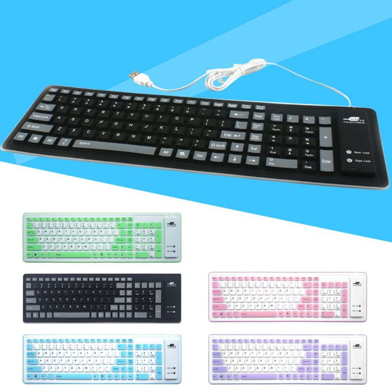 Foldable Silicone Keyboard USB Wired Silicon Flexible Roll Up Soft Keyboard for PC Laptop