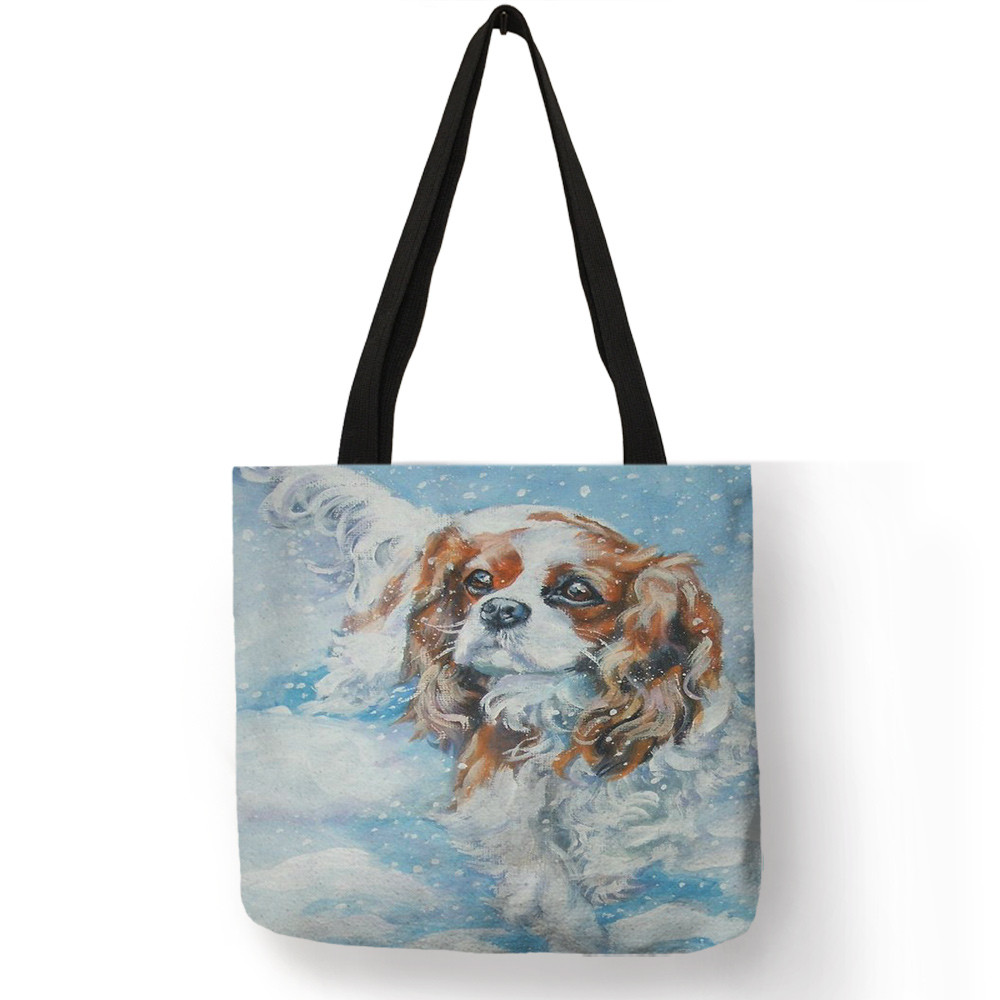 Vrouwen Handtas Charles Spaniel Olieverf Print Tote Bag Lady Meisjes Office School Travel Schoudertas Herbruikbare Boodschappentassen: 011