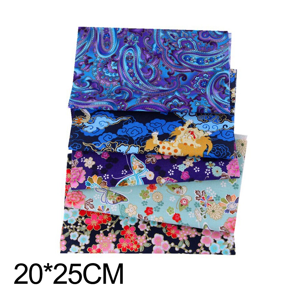 Japanischen Gedruckt Baumwolle Patchwork Tuch einstellen Bronzing NäHenne Quilten Stoffe Blumen- DIY Handgemachte Gesicht Maske Zubehör 20x25cm: 18  5Stck