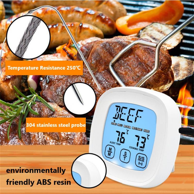 Termómetro de acero inoxidable para horno, medidor de temperatura con pantalla LCD, herramienta de cocina para alimentos y carne, higrómetro, 0 ℃ ~ 250 ℃