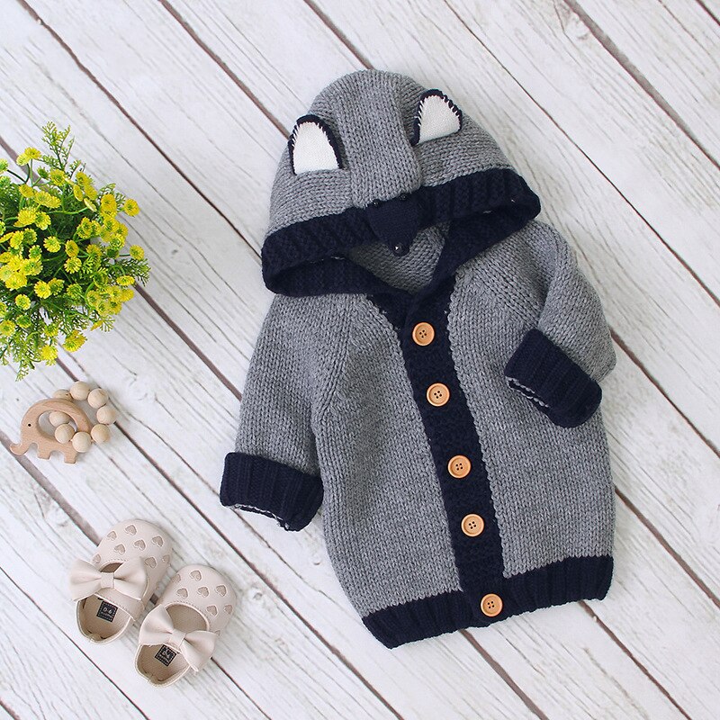 0-3T enfant en bas âge enfant bébé fille vêtements automne hiver tricoté pull à manches longues à capuche Cardigan pull tricots mignon tenue: B / 12M