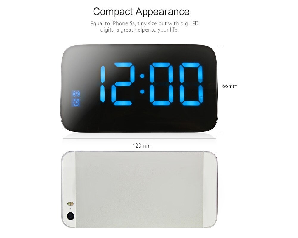 Reloj despertador LED grande, reloj despertado Digital de sobremesa con Control por voz, reloj con retroiluminación electrónica con Cable USB