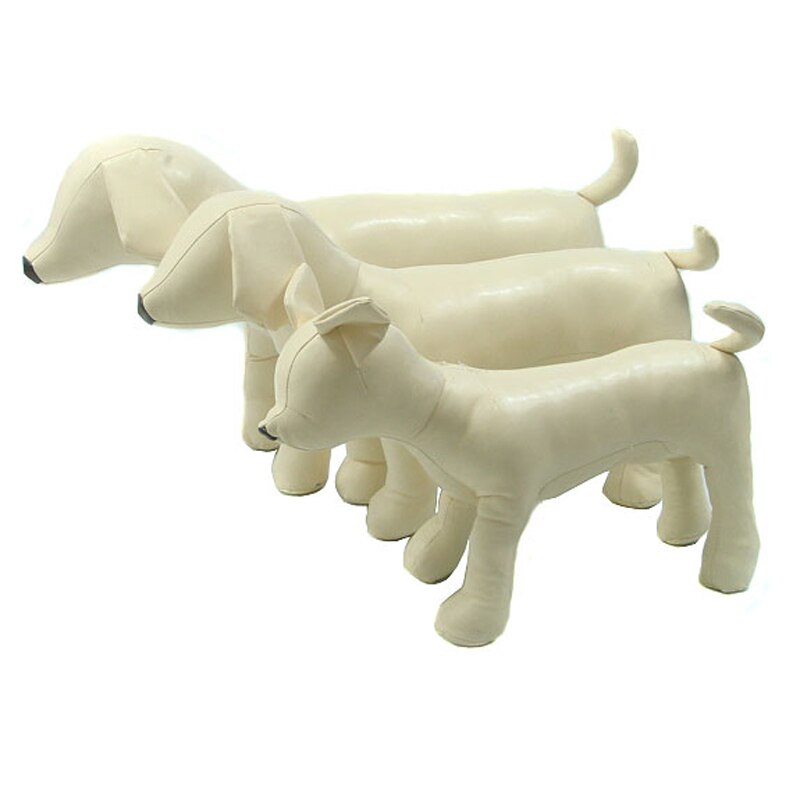 1 pc PU Cuir Chien Mannequins 3 Taille Position Debout Chien Modèles Jouets Pour Animaux de compagnie Magasin pour Animaux Affichage Mannequin: White / M