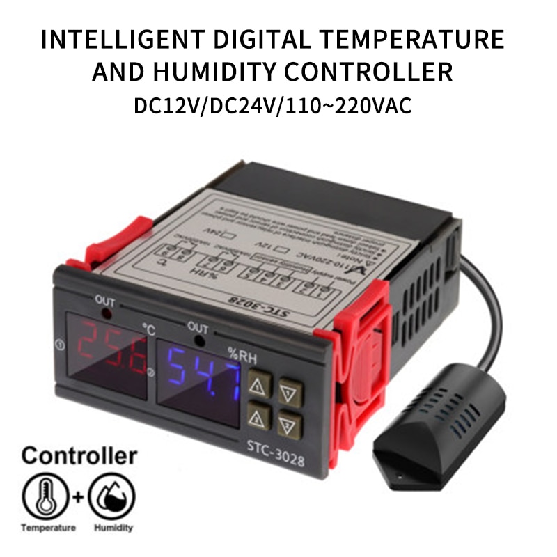 Lcd digital hygrostat termostat fugtighedstemperaturregulator  ac 110v-220v dc12v regulator opvarmning kølekontrol  -3028