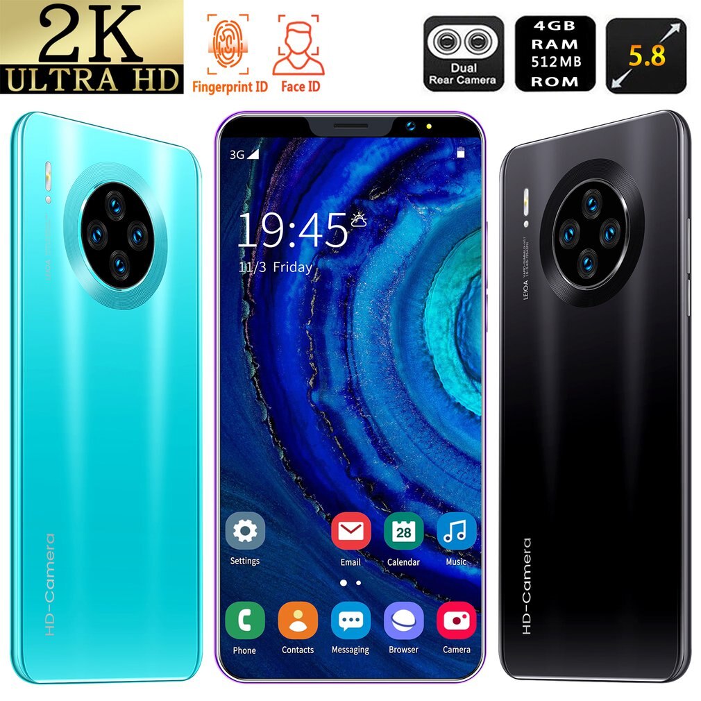 Mate33 pro smartphone com 512m + 4ggb grande memória 5.8 Polegada suporte de tela face/impressão digital desbloqueio duplo sim telefones celulares