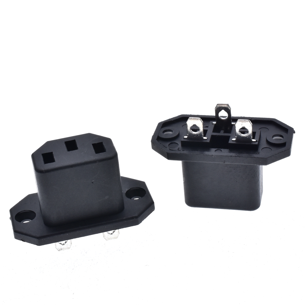 IEC 60320 C13 Power Socket outlet Side Flange and Screw on Mounting solder terminal