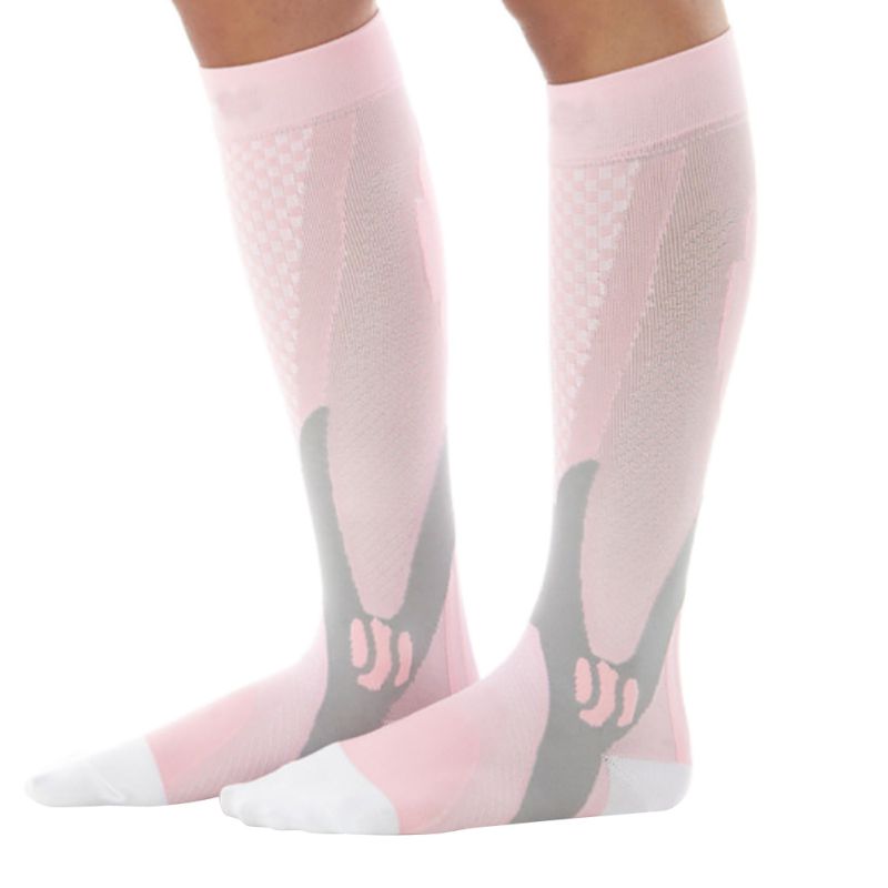 Unisex Leg Support Stretch Magic Compression Socks Performance Sports Running #: Pink / L
