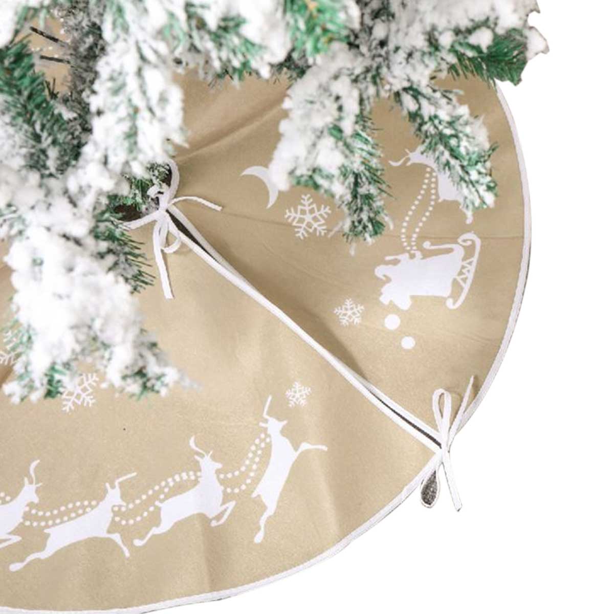 Christmas Tree Skirt Cartoon Deer Pulling Cart Tree Skirt Apron Christmas Party Decorations Arrivals