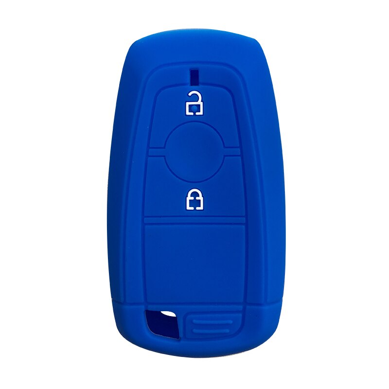 Silicone Key Case Cover for Ford EcoSport - Keyless Fob Shell Skin Keyring Key Chain Holder Protector for Keychain Alarm: blue