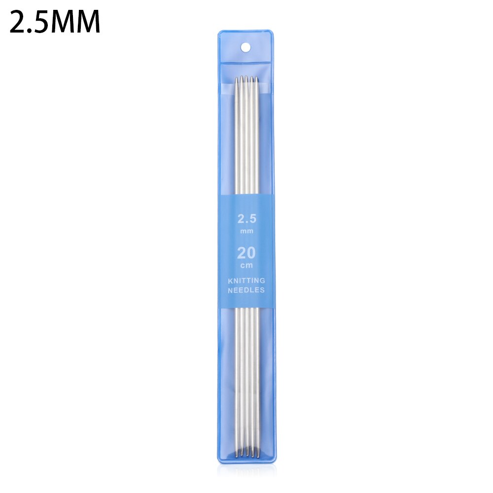 Agujas de tejer rectas de acero inoxidable, 2/5 piezas, 20cm, tamaño de 2-5mm, gancho de ganchillo, herramienta para tejer suéter, accesorios de costura: 5Pcs-2.5MM