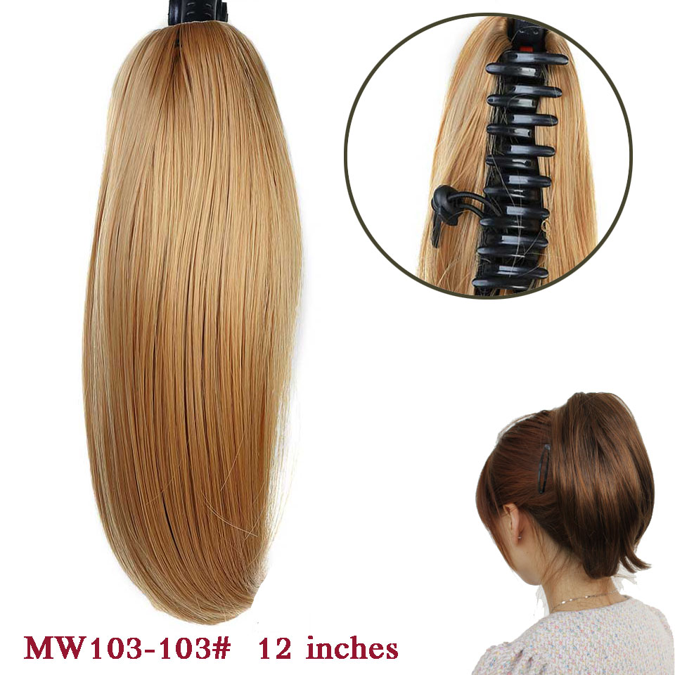 Difei syntetiske kvinner klo på hestehale klips i hårforlengelser rett hestehale frisyre svart brun blonde frisyrer h: 103