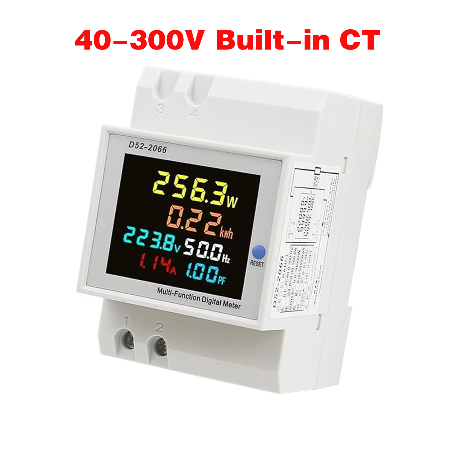 Einphasen-energiezähler für din-schiene, stromverbrauchsanzeige,  ac 40-300v 100a voltmeter, amperemeter, watt, kwh, frequenz-leistungsmesser: Braun