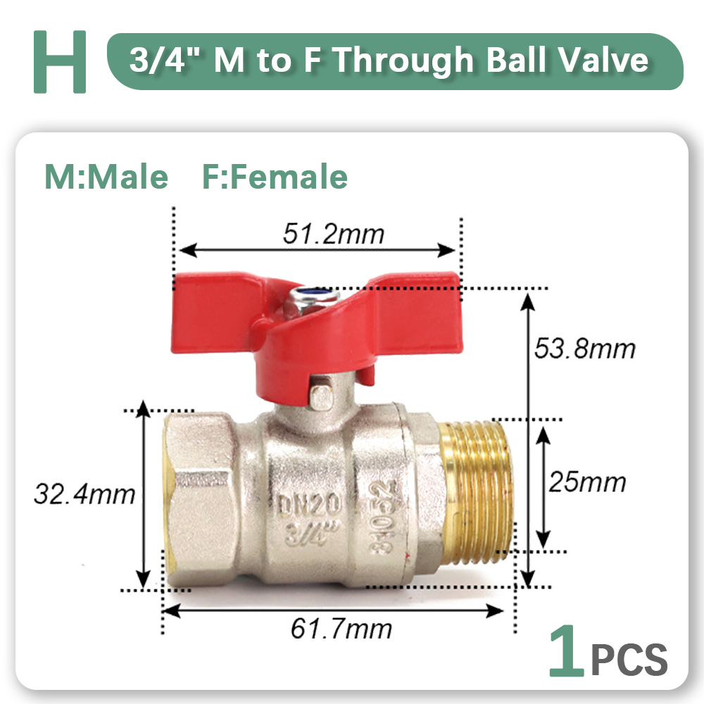 1/2" 3/4" 1" Brass Copper Ball Valve Fitting Replacement Coupling Adapter Connector Extender Garden Watering Durable Accessories: black