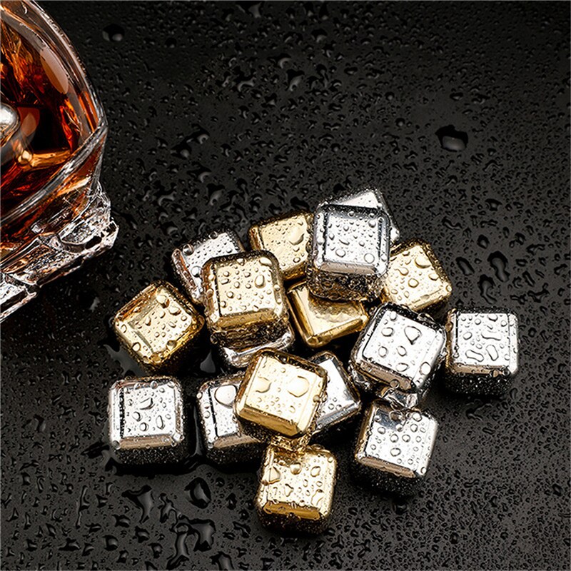 Whisky Stones Ice Cubes Set Reusable Stainless Steel Wine Cooling Cube Chilling Rock Party Bar Tool