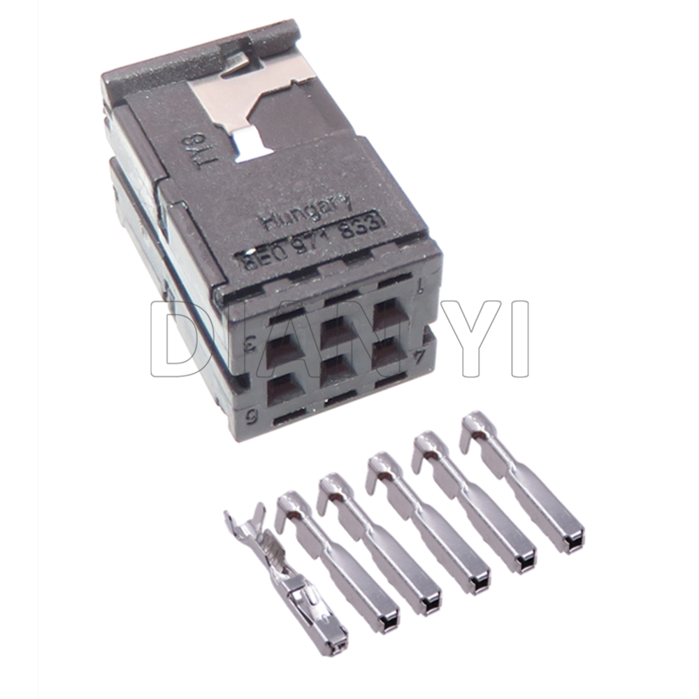 1 conjunto 6 way auto anti-reflexo espelho retrovisor conector 1418784-1 8e0 971 833 8e0 971 834 8e0971833 8e0971834 tomada de fio automático: Preto
