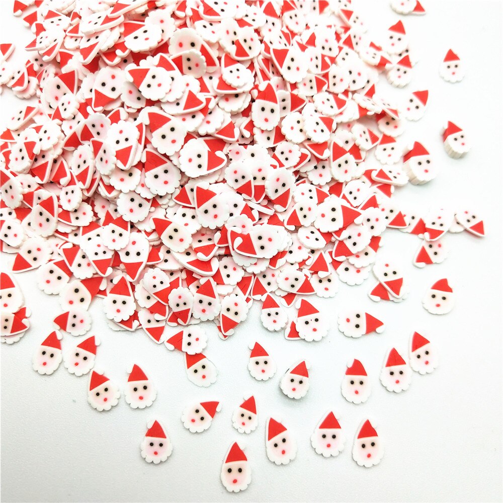 20g/lot 5mm Santa Claus Christmas Items Polymer Clay for DIY Crafts Father Christmas With Red Cap