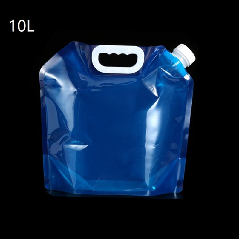 5l/10l stor kapacitet vandpose sport bærbar sammenklappelig vandpose bærer udendørs rejse camping fiskeri foldbart vandlager: Sølv