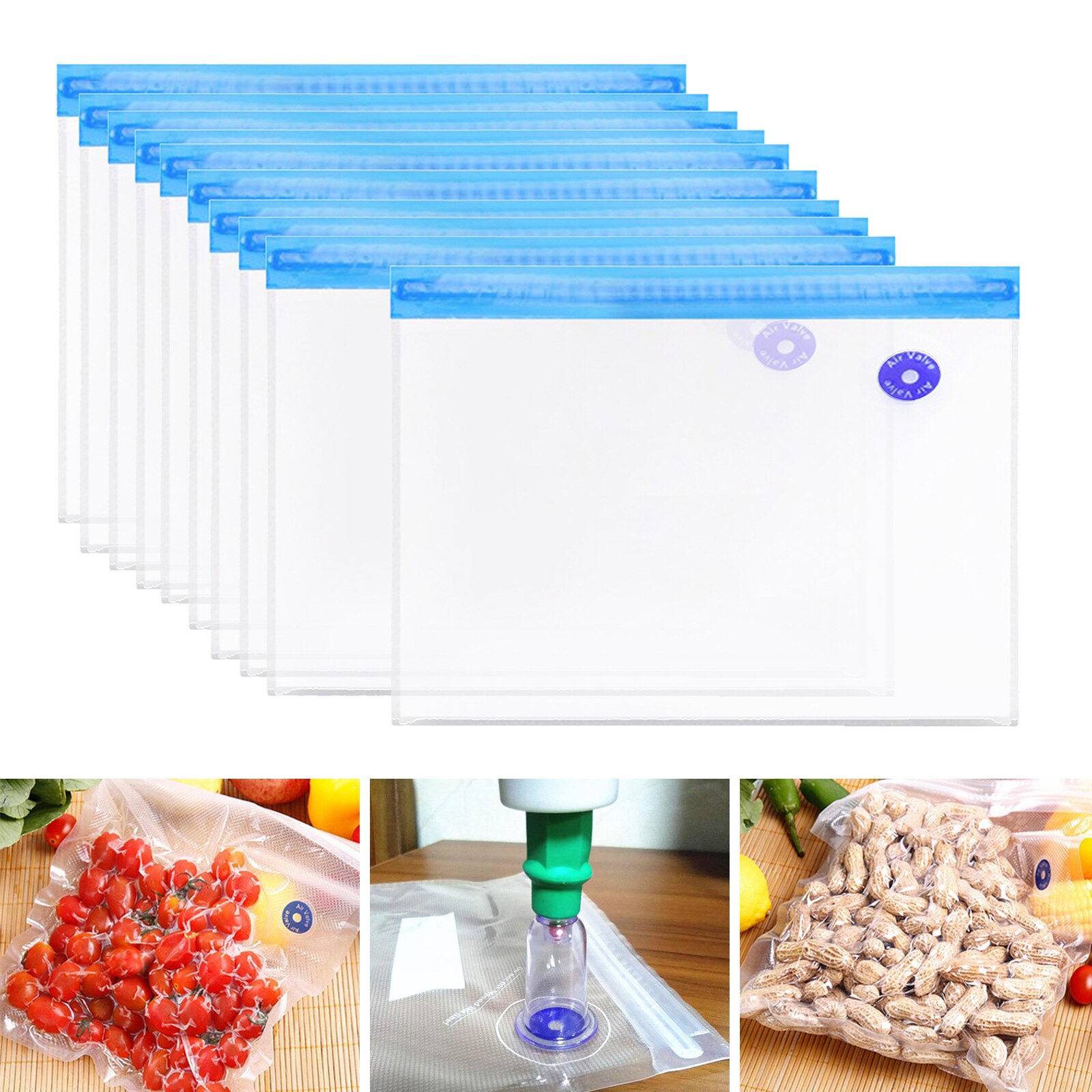 10PCS Vacuum Sealed Bags Food Saver Storage Reusable 26x34cm