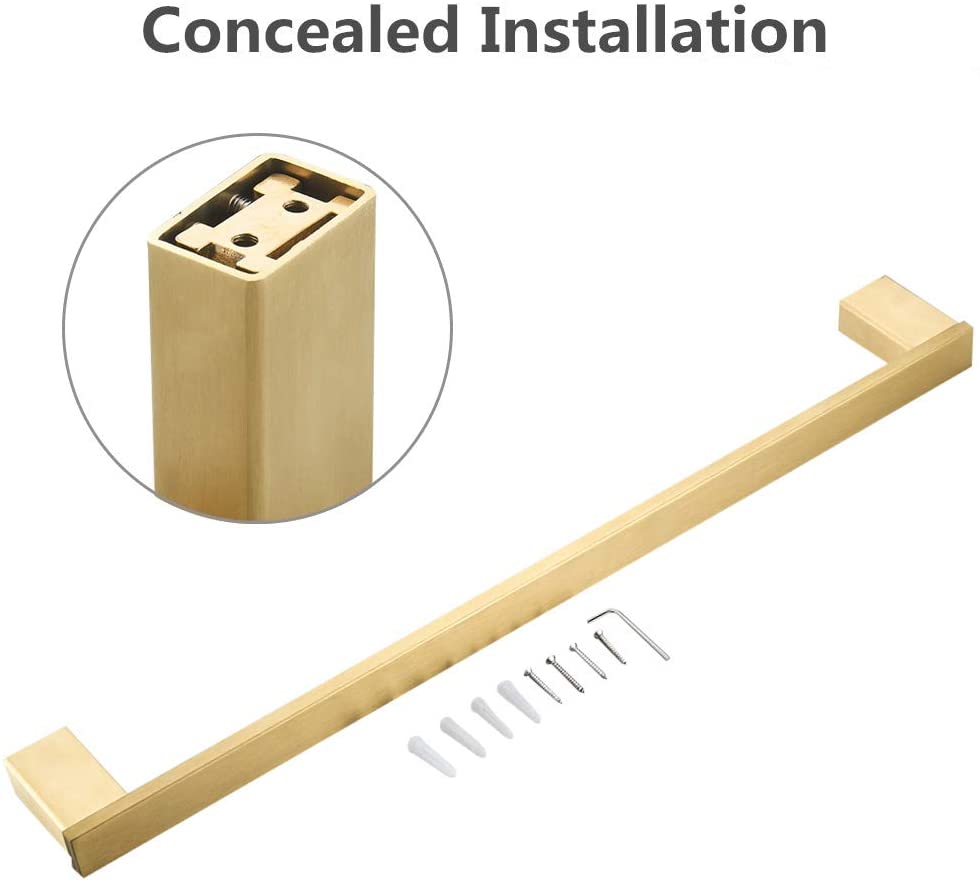 Juego de accesorios de baño con acabado dorado cepillado, gancho para toalla, soporte para papel higiénico, anillo para toalla, barra de acero inoxidable montada en la pared