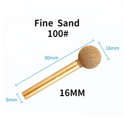 Gelötete Diamant Schleifen Kopf 6mm Schaft/Legierung Schleifen Kopf Grob Sand Feine Sand/stein Carving Schleifen Kopf sphärische: fein Sand  16MM