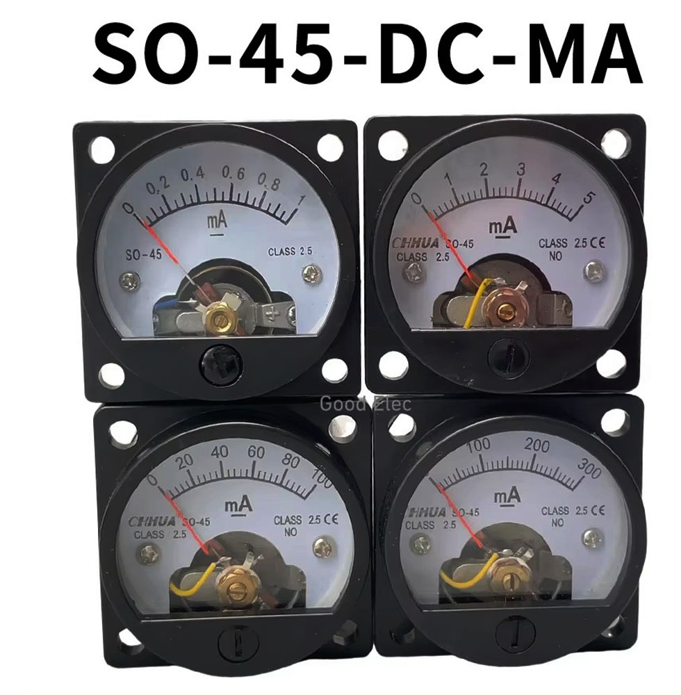 SO-45 DC MA 1MA 5MA 50MA 100MA 300MA 500MA 12,5 Genauigkeit DC 0-100mA Amperemeter Klasse Rundes Analog Panel Meter Schwarz