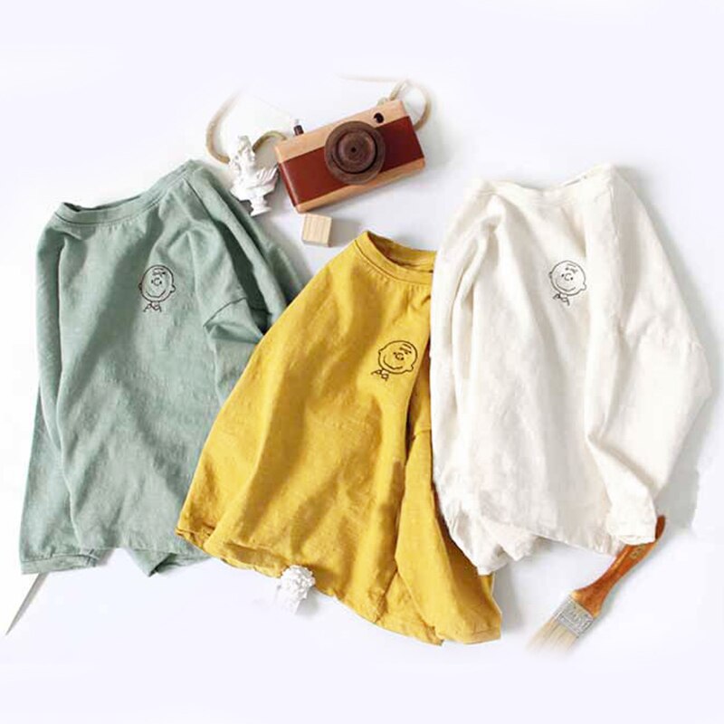 Summer Baby Boys Cotton T-shirts Long Sleeve Loose Tops Kids Girls Cartoon Tees Soft Children T Shirt