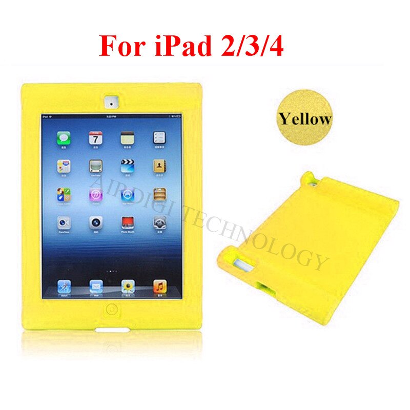 Shockproof Protective Case for Apple iPad 2/3/4 Silicone Proof Case Cover for Home Children Kids with: yellow for ipad 2 3