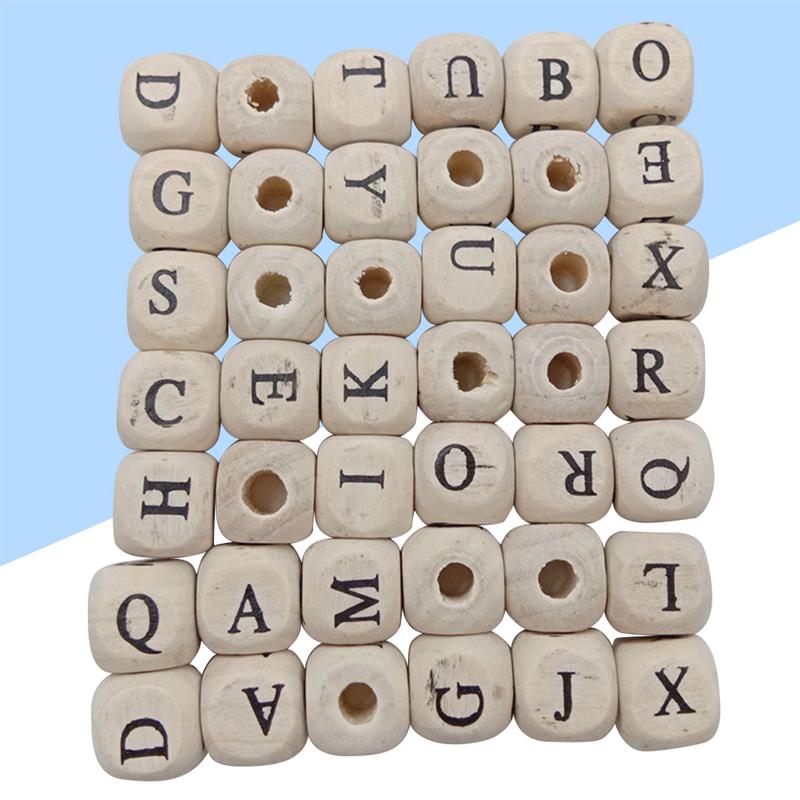 100 Alfabet Letter Houten Kralen 10 Mm Cube Spacer Kralen Diy Ambachten Voor Armband Ketting Sieraden Maken