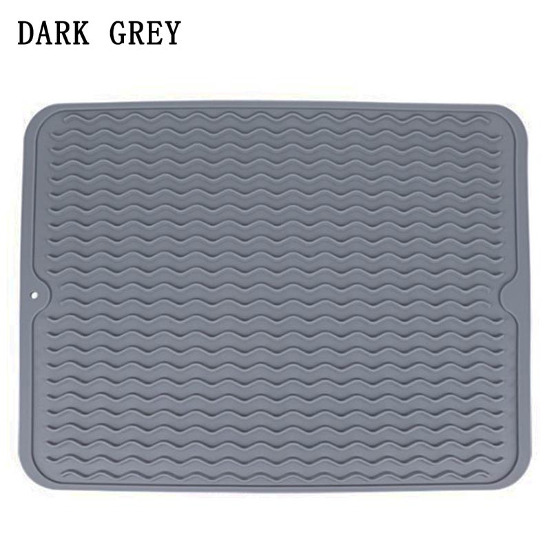 Large Multifuctional Silicone Drying Mats Heat Insulation Pot Holder Protector Dish Cups Draining Pad Table Rug Placemat Tray: 50x40cm Darkgrey