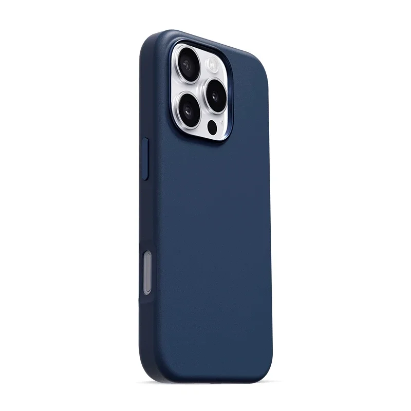 Funda de cuero oficial MagSafe con caja para Apple iPhone 16 Pro Max 16 Plus funda magnética de carga inalámbrica: Aluminio / Azul