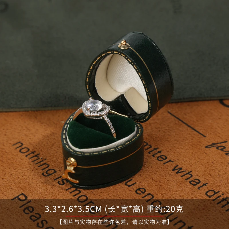 Caja pequeña para anillos de joyería para anillos de propuesta, ceremonia, bodas o ocasiones especiales, caja para anillos para mujeres y niñas con ranura única: Caqui oscuro