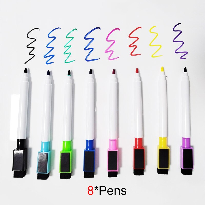 8 Kleuren Stuks Set Kleurrijke Magnetische Droge Wissen Whiteboard Marker Pen Voor Koelkast, home Kitchen Office School Classroom Kids Levert: Default Title