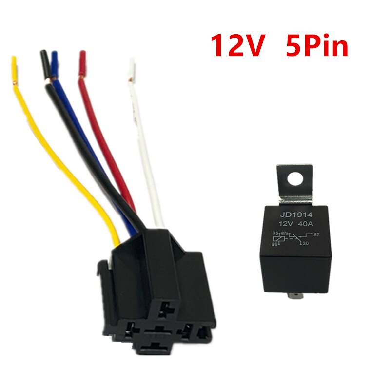 Waterproof Automotive Relay for 12V 24V 4Pin 5Pin 4P 5P 40A Car Relay With Copper Terminal Auto Relay Socket: 12V 5P