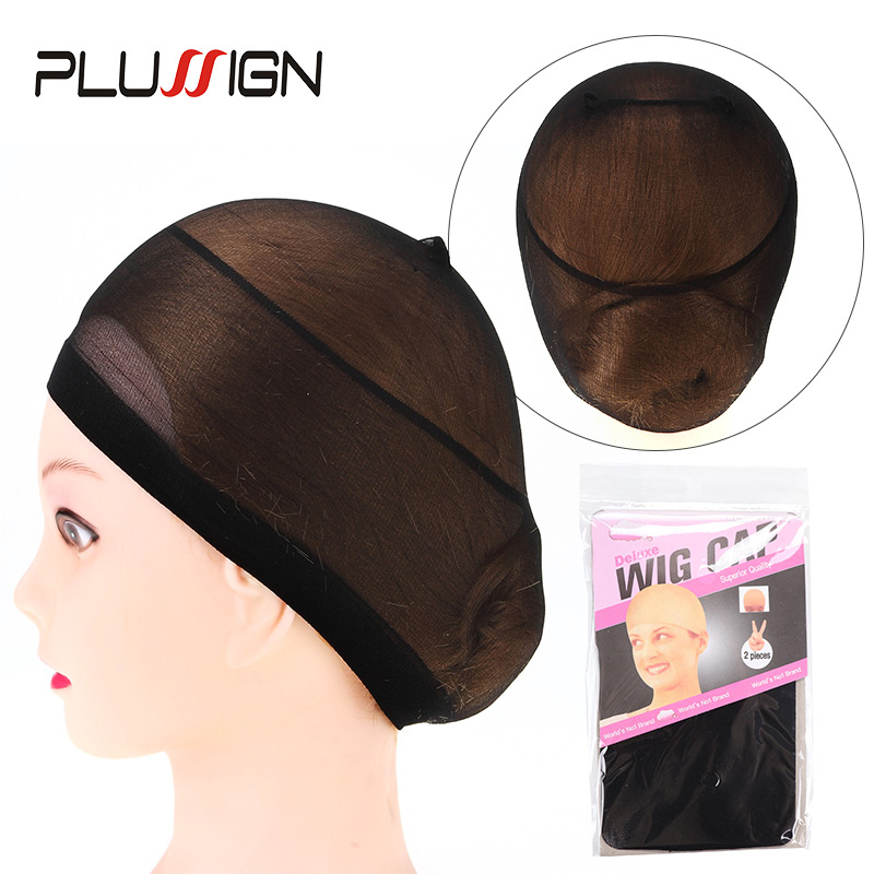 Plussign strømpehette for parykker 2 stk hårnett for parykker skallet cap beige brun nylonstrømpe parykkhette elastisk hårhette