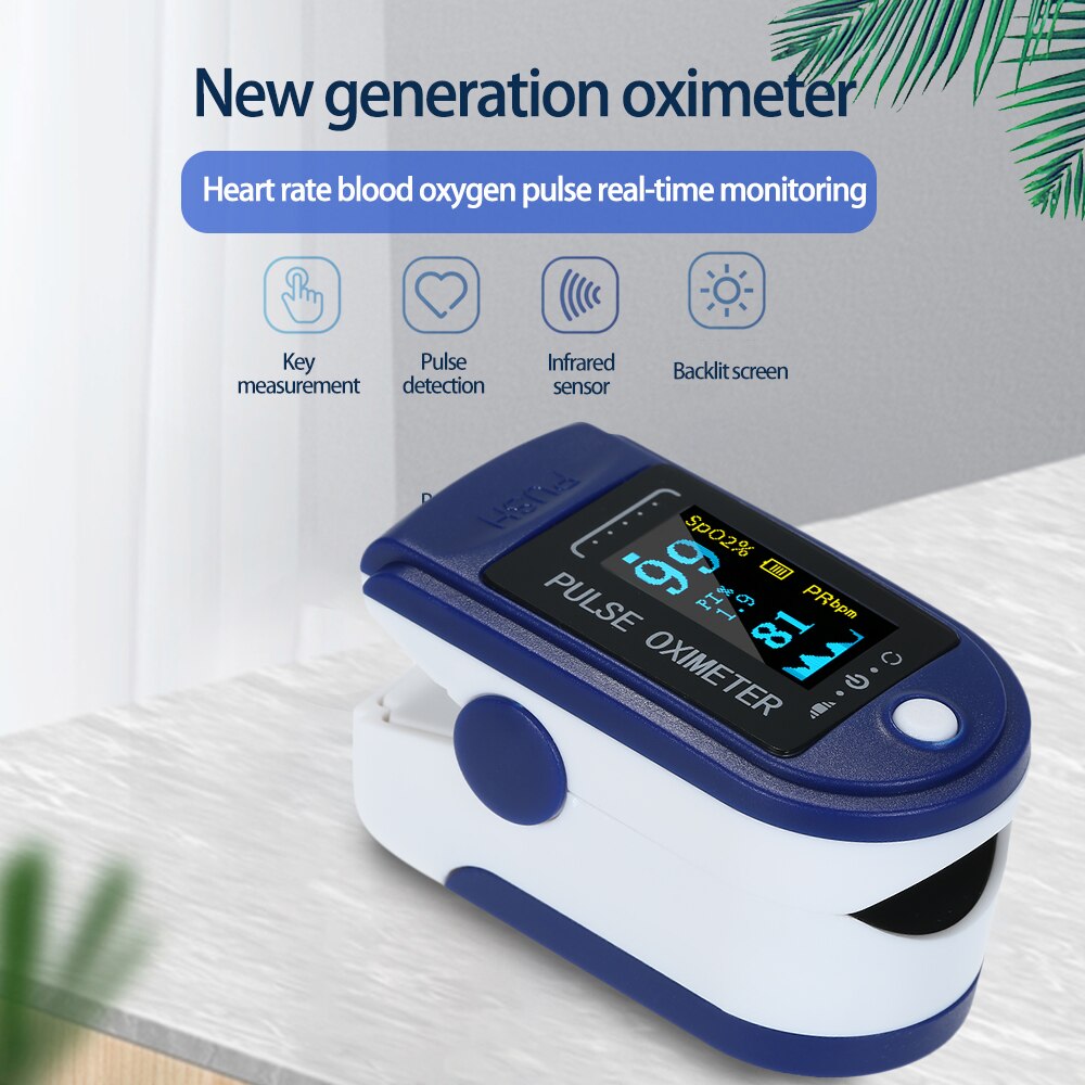 Portable 1/2pcs Fingertip Pulse Oximeter Mini SpO2 Monitor Oxygen Saturation Monitor +Non-Contact Digital Forehead Thermometer