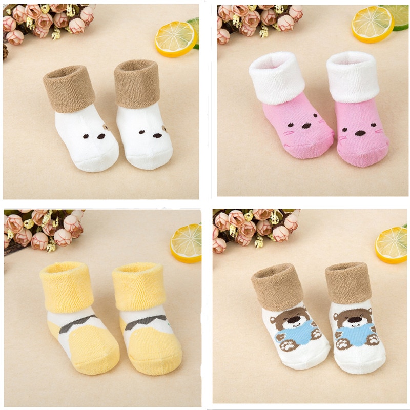 Baby Sokken Pasgeboren Katoen Winter Herfst Meisjes Jongens Kids Sokken Baby Gestreepte Badstof Warm Slippers Kinderen Dikker Sok