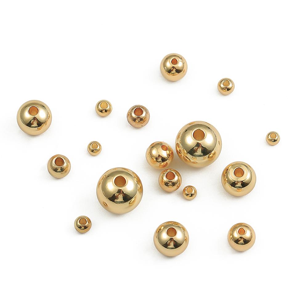 3/4/5/6/8mm 18k Gold Überzogene Runde Spacer Perlen Ball Ende Samen perle Kupfer Lose Perlen Für DIY Schmuck, Die Entdeckungen Zubehör