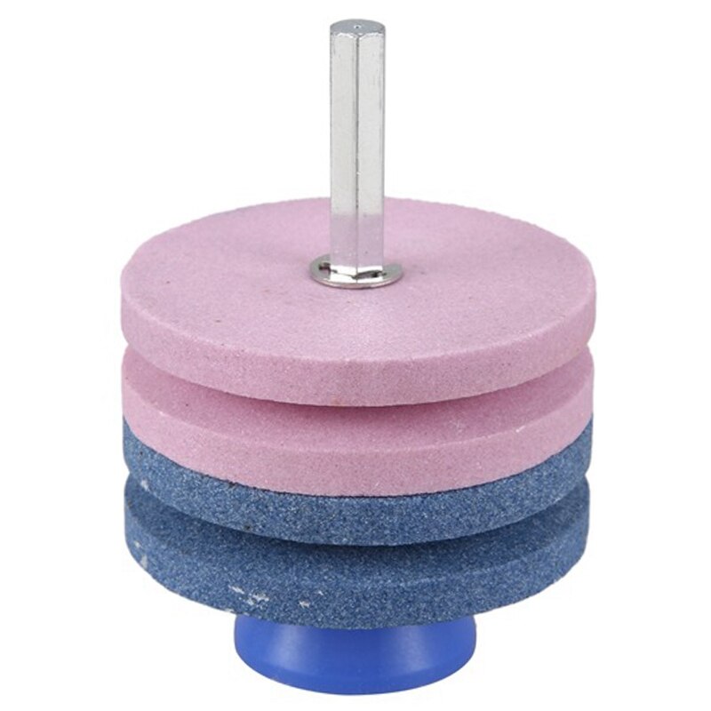 8PCS Lawn Mower Blade Sharpener with Balancer Set, 2-Layer and 4-Layer Corundum Grinder Stone for Lawn Mower Blades