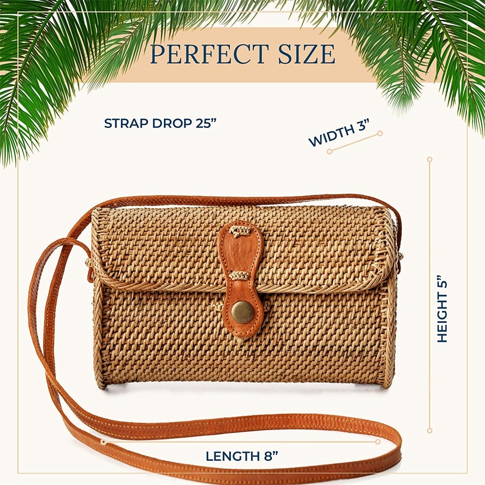 Women Summer Rattan Bag Straw Bags Handbag Handmade Woven Beach Bohemia Messenger Crossbody Shoulder Bags Women