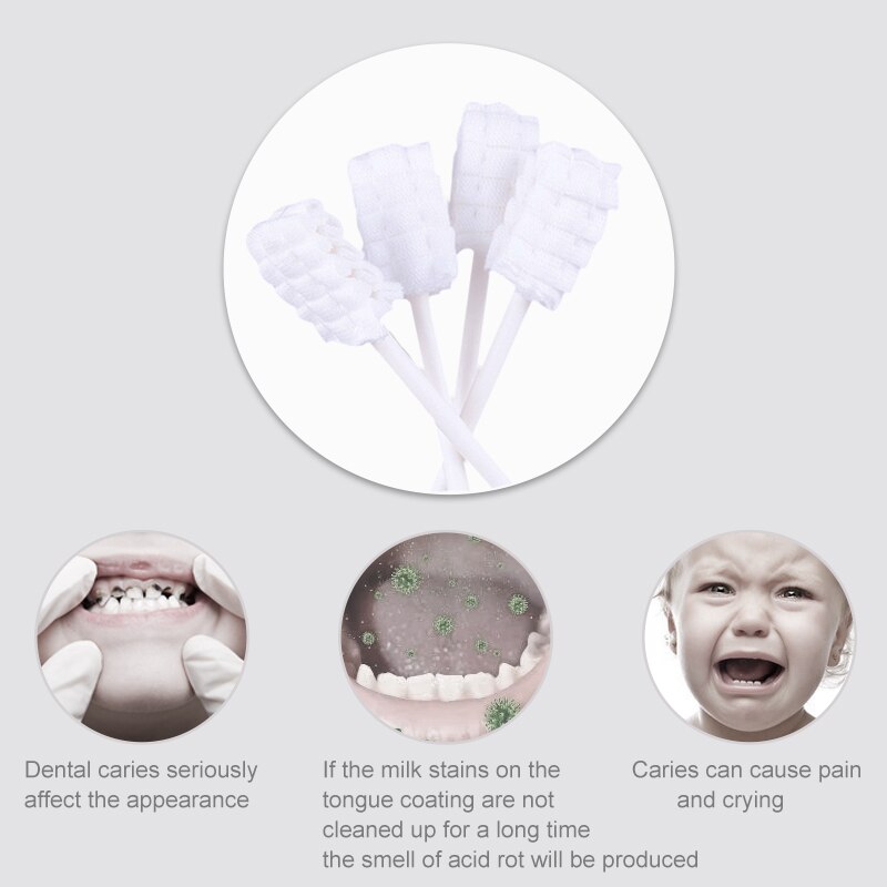 10 Pcs Baby Tandenborstel Baby Tongreiniger Wegwerp Gaas Tandenborstel Zuigeling Orale Cleaning Stick Dental Care Tandenborstel