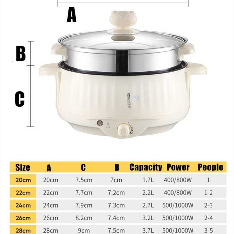 Multi-Function Electric Cooker Non-stick Multicooker Electric Cooker For Travel School Home Free 400W-1000W 1.7L-3.7L