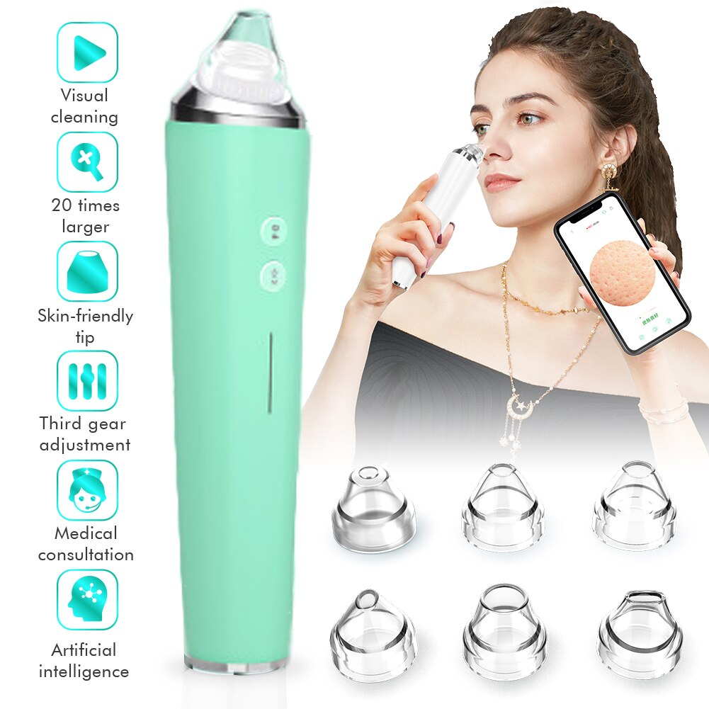 WiFi Visual Blackhead Remover Vacuum HD Camera Pore Cleaner Vacuum Face Deep Clean Pimple Removal Tool Review Blackheads Cleaner: green