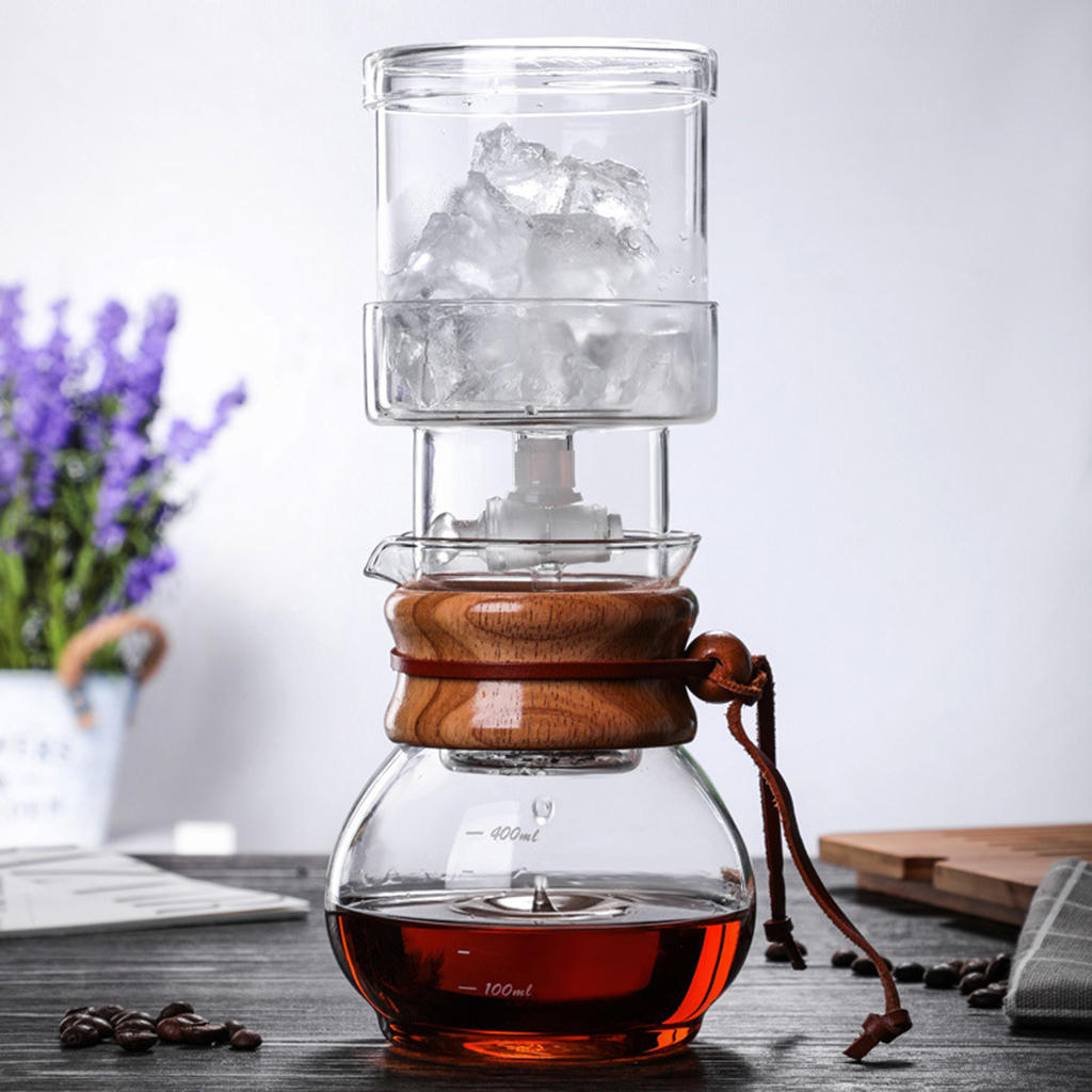 High Borosilicate Glass Cold Drip Coffee Maker Espresso Coffee Dripper Pot Ice Drip Coffee Pot for Cafe Kitchen Travel Hotel